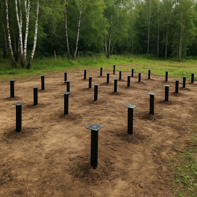 Винтовые сваи Ø133 под террасу 4×12